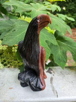 GORGEOUS Carved Iron Wood Eagle Statue