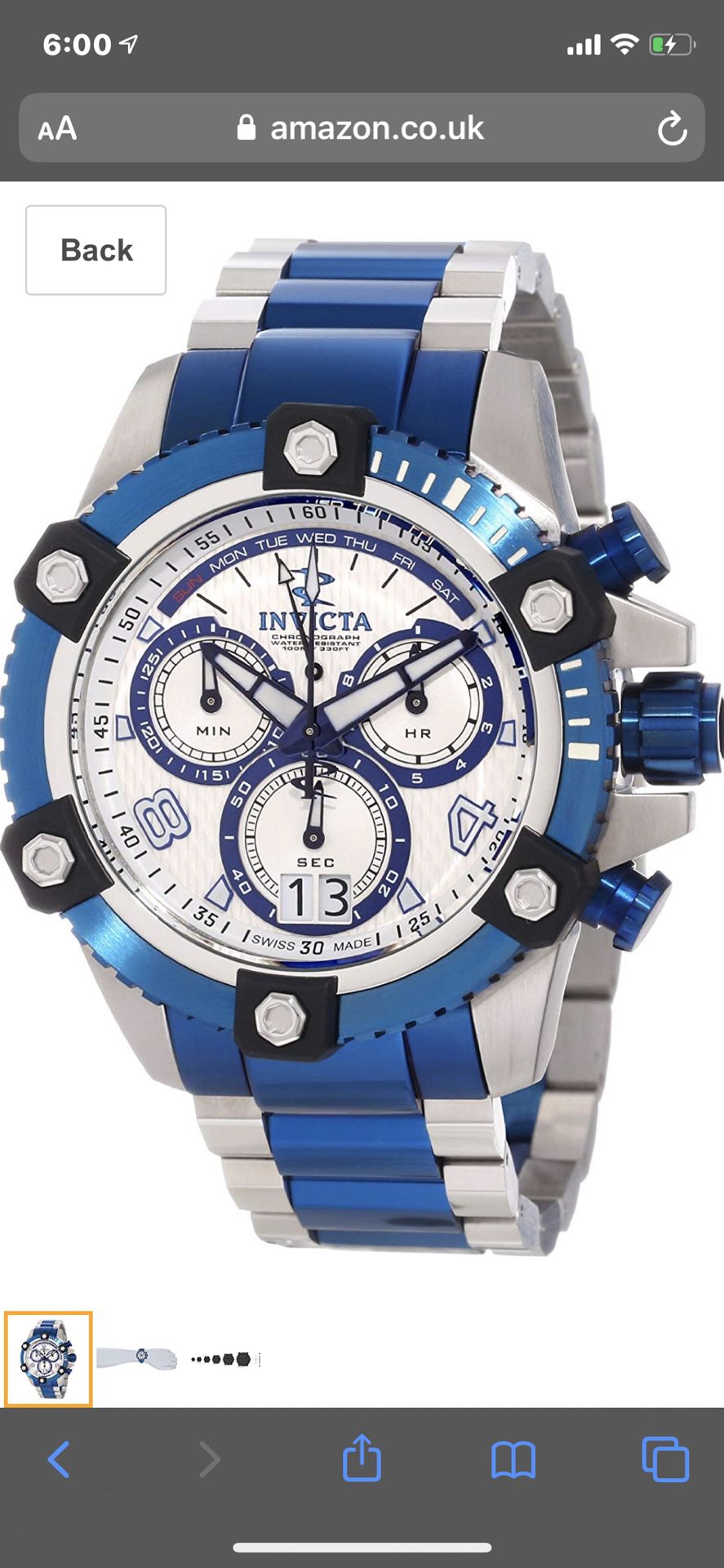 Men's Invicta Reserve Chronograph Two-Tone Watch with White Dial (Model: 11181)