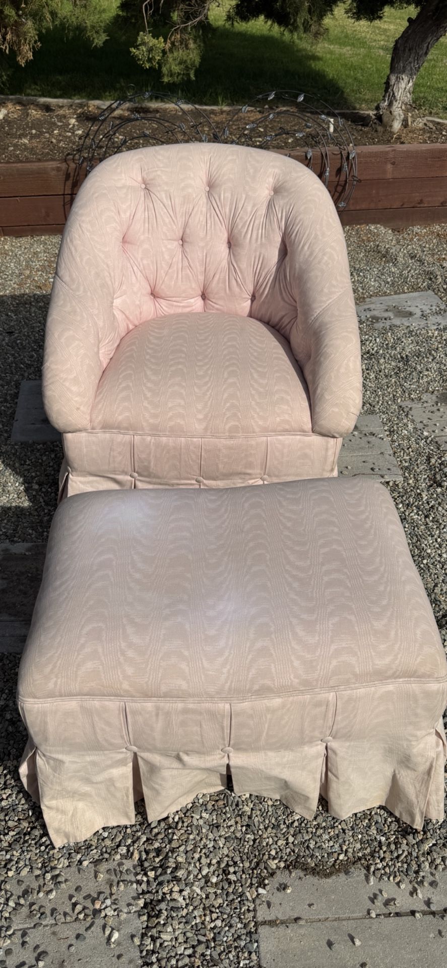 Pink Chair And Ottoman