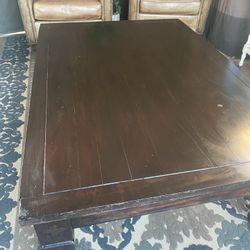 One Large All Wood Vintage Living room table/metal Trim