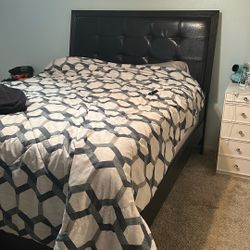 Queen Bed W/ Box Spring And Nightstand