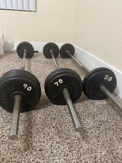 Cast Iron Weight Plate Set with Barbell