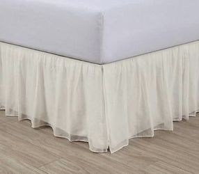 voile Twin Ruffled bedskirt Ivory 39x75 inch 15 inch Drop