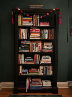 Vintage Solid Wood Bookcase — Hand-Painted Black
