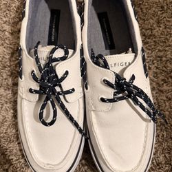 Tommy Hilfiger White Canvas Boat Shoes Men’s 10
