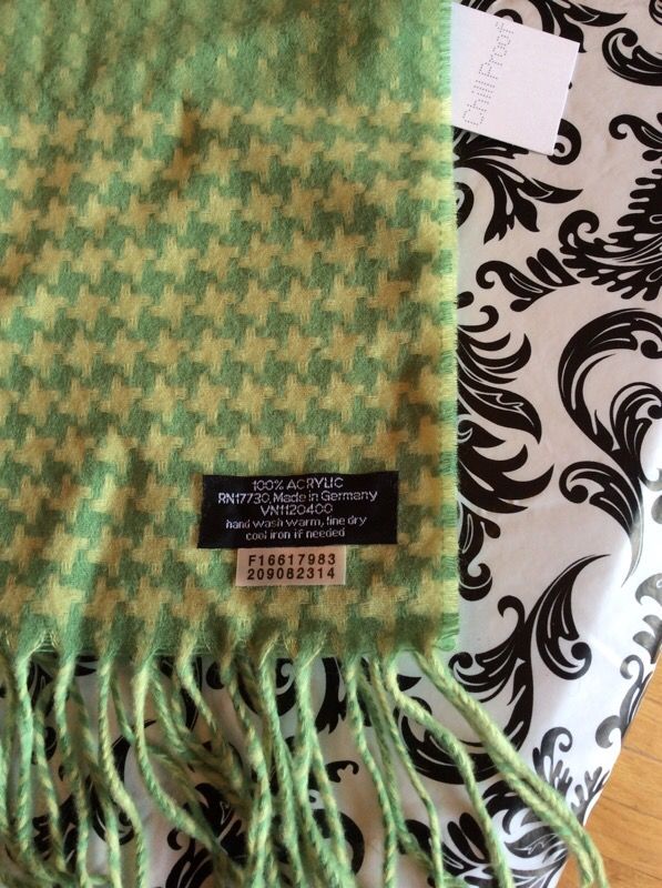 Green herringbone winter scarf