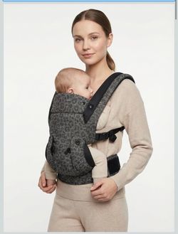 Ergonomic Baby Carrier, Breathable Black Mesh with Metallic Shimmer Leopard Print, Safe Adjustable for Newborn to Toddler, Lightweight and Easy to Use