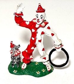 Vintage 1983 E Kinney Circus Clown with Circus Dog Pewter Figurine