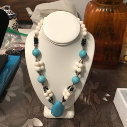 turquoise and white lava necklace 