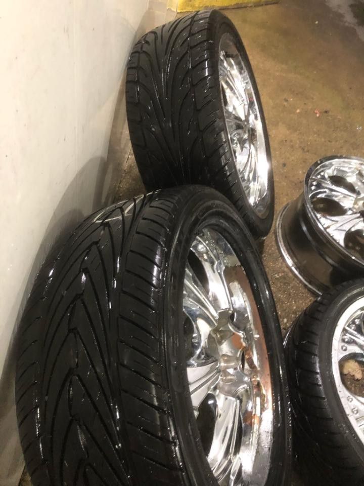 4 18in 5x100 5x114.3 chrome wheels rims tires 5x100 5x114.3