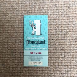 Disney's 1991 Disneyland One Day Passport Ticket