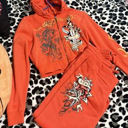Ed Hardy Sweat Suit And Shorts