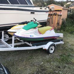 Two Jet Skis And Trailer 