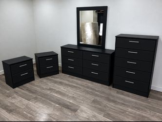 Dresser With Mirror, Chest And Two Nightstands 🌌 Comoda Con Espejo, Gavetero Y Dos Mesitas De Noche 🌌