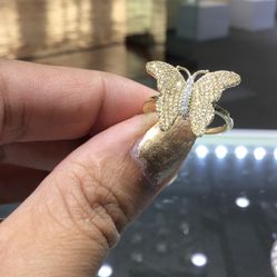 10k Gold Diamond Butterfly 🦋 Ring 3D Style ..best Diamond Best Price …💎💎💎