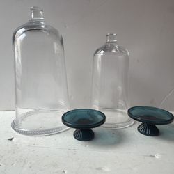 Vintage Glass Cloches Dome Bell Jar Science Apothecary Dome Hand Blown 60$ for all 
