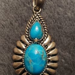 Blue mixed shaped Turquoise Sterling Silver Pendant