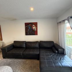 Sofá Negro De Cuero 