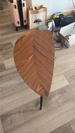 Leaf-Shaped Wood Side Table