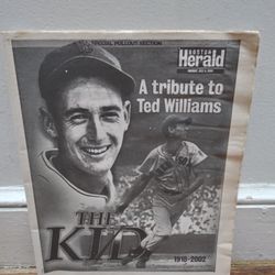 A Tribute To Ted Williams The Kid 1, Boston Herald Red Sox  Newspaper July 8, 2002. Message me anytime will send better pictures or videos tha