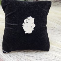 White Enamel grumpy bear cartoon Metal pin black Backing Lapel Backpack Hat Brooch approximate 1"