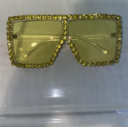 Luxury rhinestone Yellow Clear Glasses