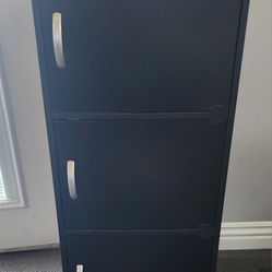 3-Shelf 3-Door Multi-purpose Wood Black Cabinet