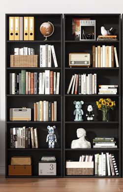 Set of 2,6-Tier Bookshelf, Modern Open Bookcase,6 Shelf Display Storage Shelves Floor Standing, 71 inches Tall Shelves for Home Office, Black