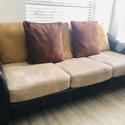 Leather /Felt Sofa & Loveseat