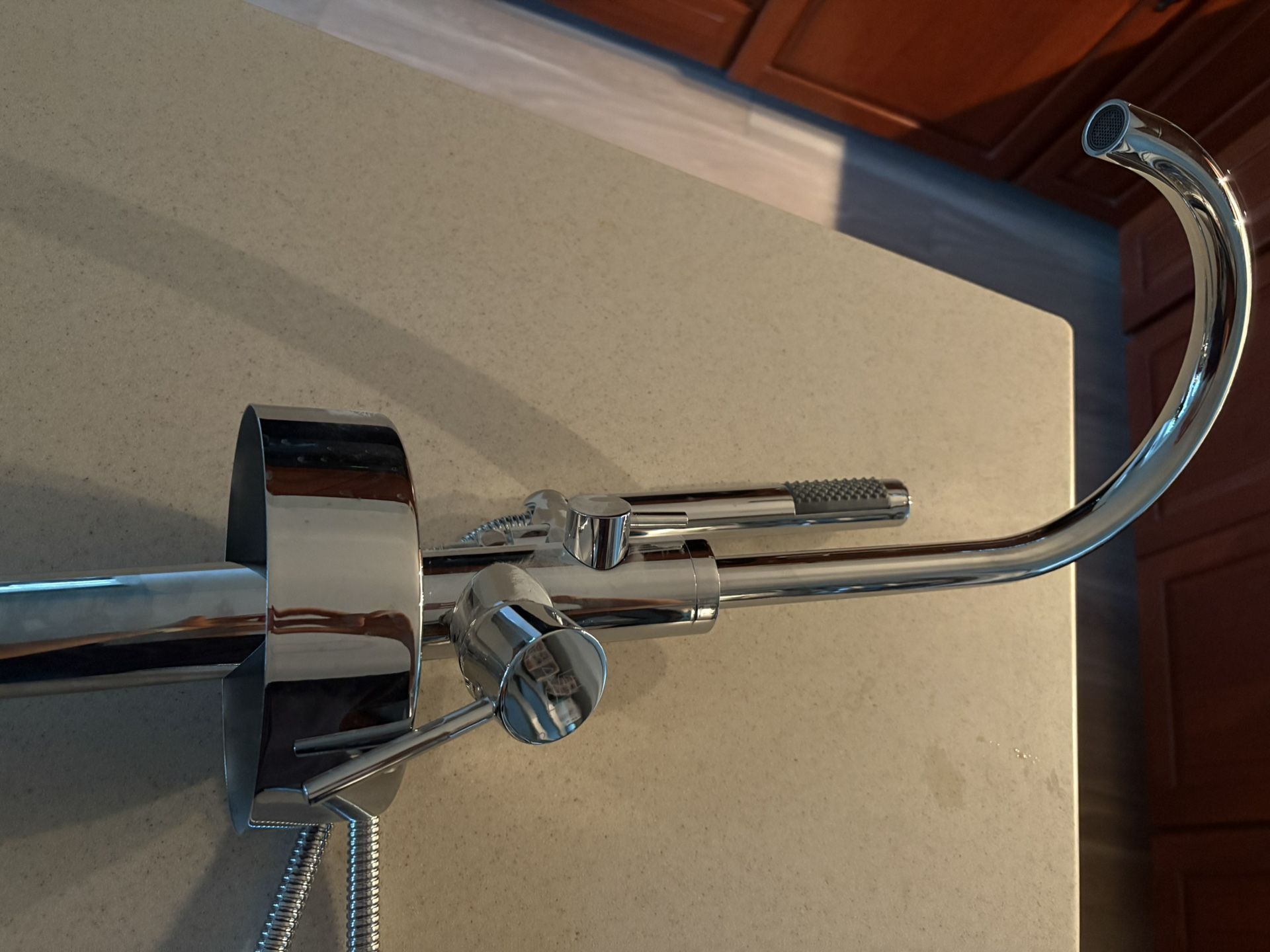 Anzzi 2 Handle Freestanding Tub Faucet With Hand Shower