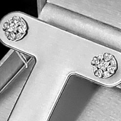 Genuine Diamond Accent Antique Style Round With Hearts Earrings.  