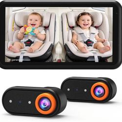 LUCKVIEW BM2 PRO Dual Baby Car Camera, 5.2" 1080P Baby Monitor