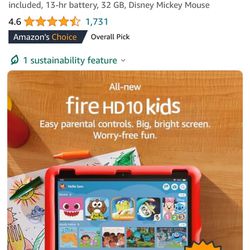 Tablet HD 10.1” Fire TV with Mickey Mouse Cover
