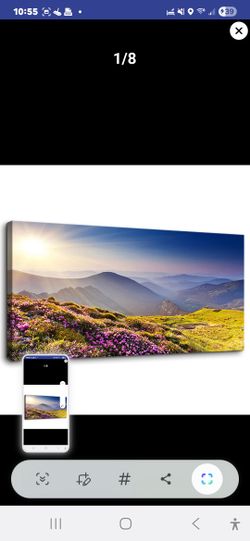 YARUITU Nature Scenery Wall Art Landscape With Flowers, The Sun, Mountain Pictures Painting Print On Canvas