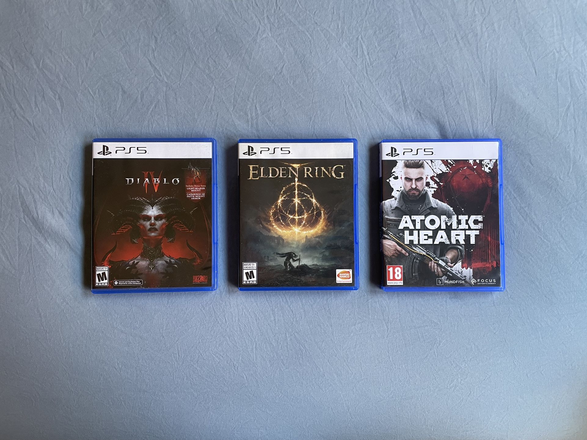 PS5 games Elden Ring, Atomic Heart, Diablo IV