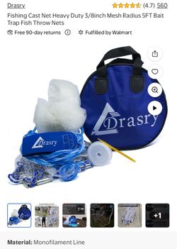 Drasry Fishing Cast Net with Carry Bag