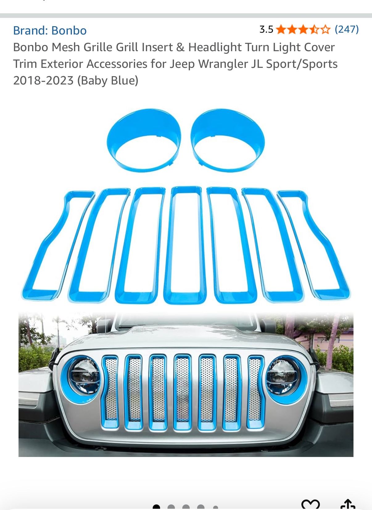 Jeep Accessories Light Blue 2018 Thru 2023
