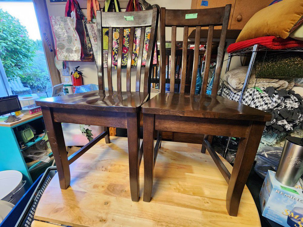 pair of solid Wood kitchen chairs 