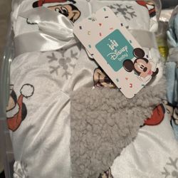New Baby Boy Mickey Mouse Sherpa Soft Blanket 