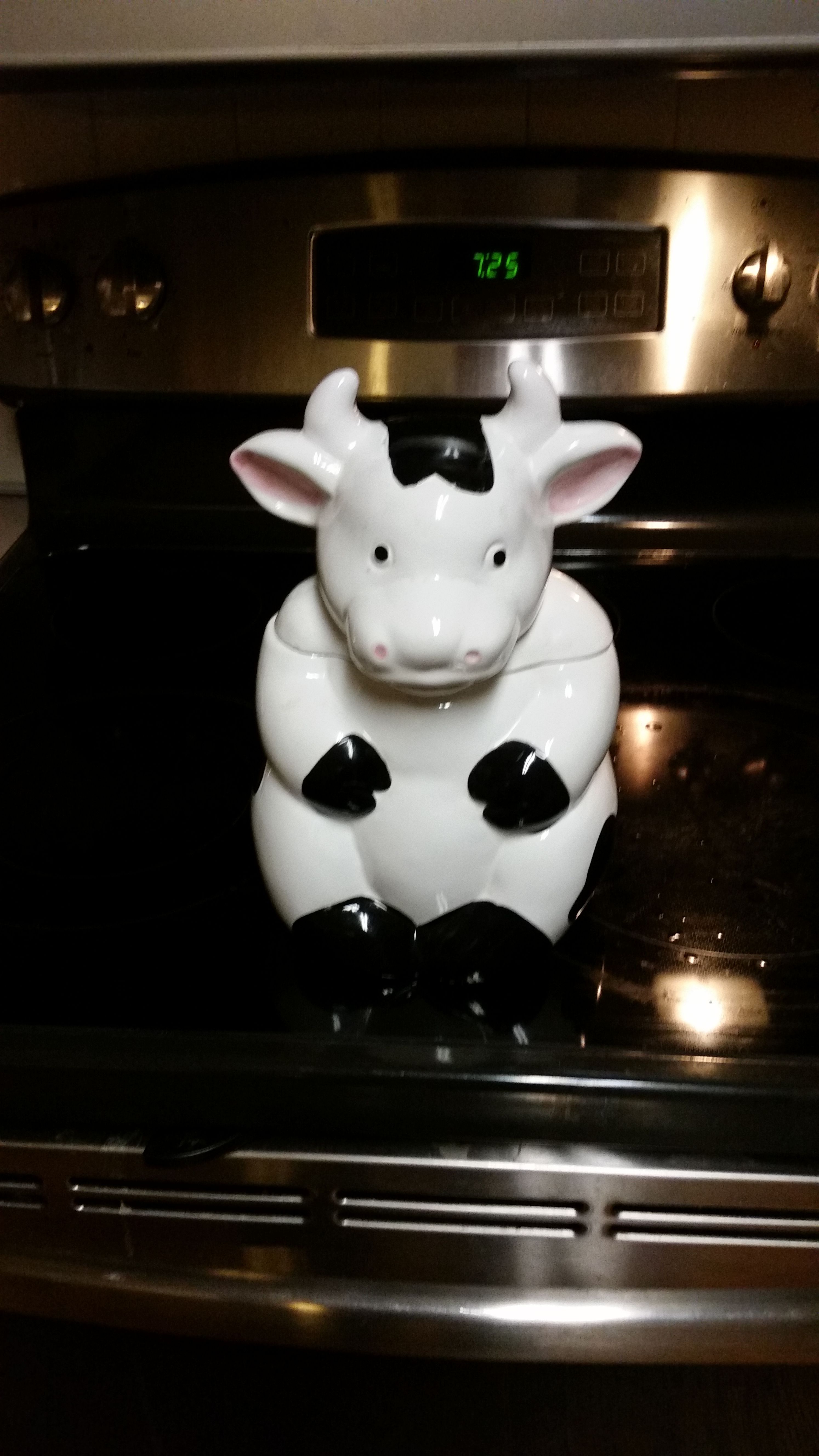 Vintage "Rainbowman" made Holstein cow cookie jar
