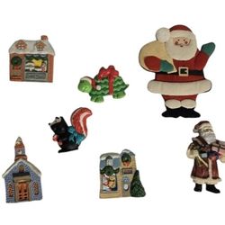 Christmas magnets most vintage village Santa lot of 7