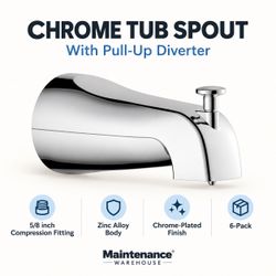 Chrome Tub Spout with Pull-Up Diverter 6-Pack