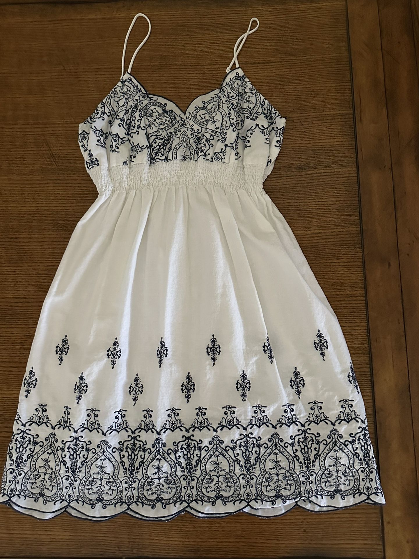 Embroidered White And Blue Dress