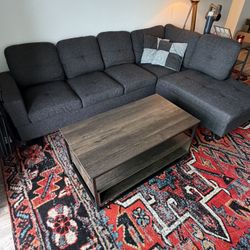 Dark Gray Sectional Sofa With Left-facing Chaise 