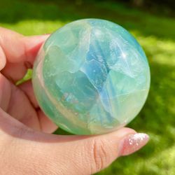 Blue Green Fluorite Crystal Quartz Sphere 