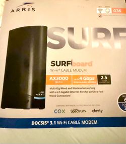 ARRIS SURFboard G36 DOCSIS 3.1 Modem & Wi-Fi 6 Router Combo – Like New with Box & Best Buy Receipt