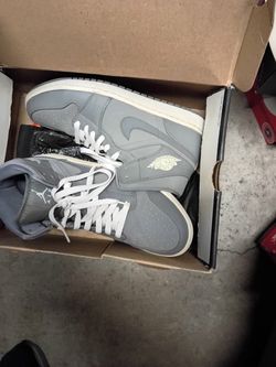 Air Jordan 1 Mid Grey High-Top Sneakers