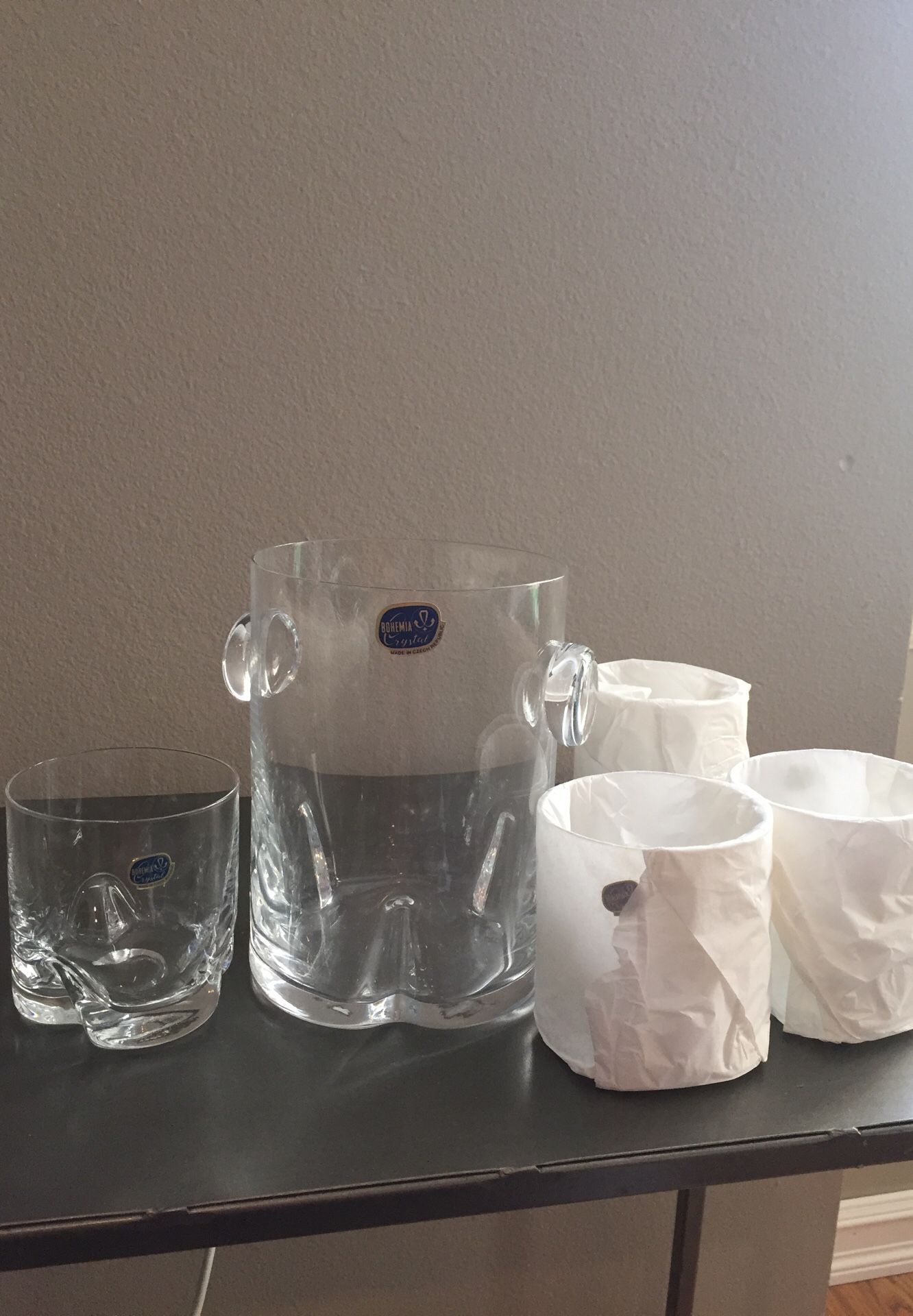 5piece barware set, Bohemia Crystal “finest European made crystal”