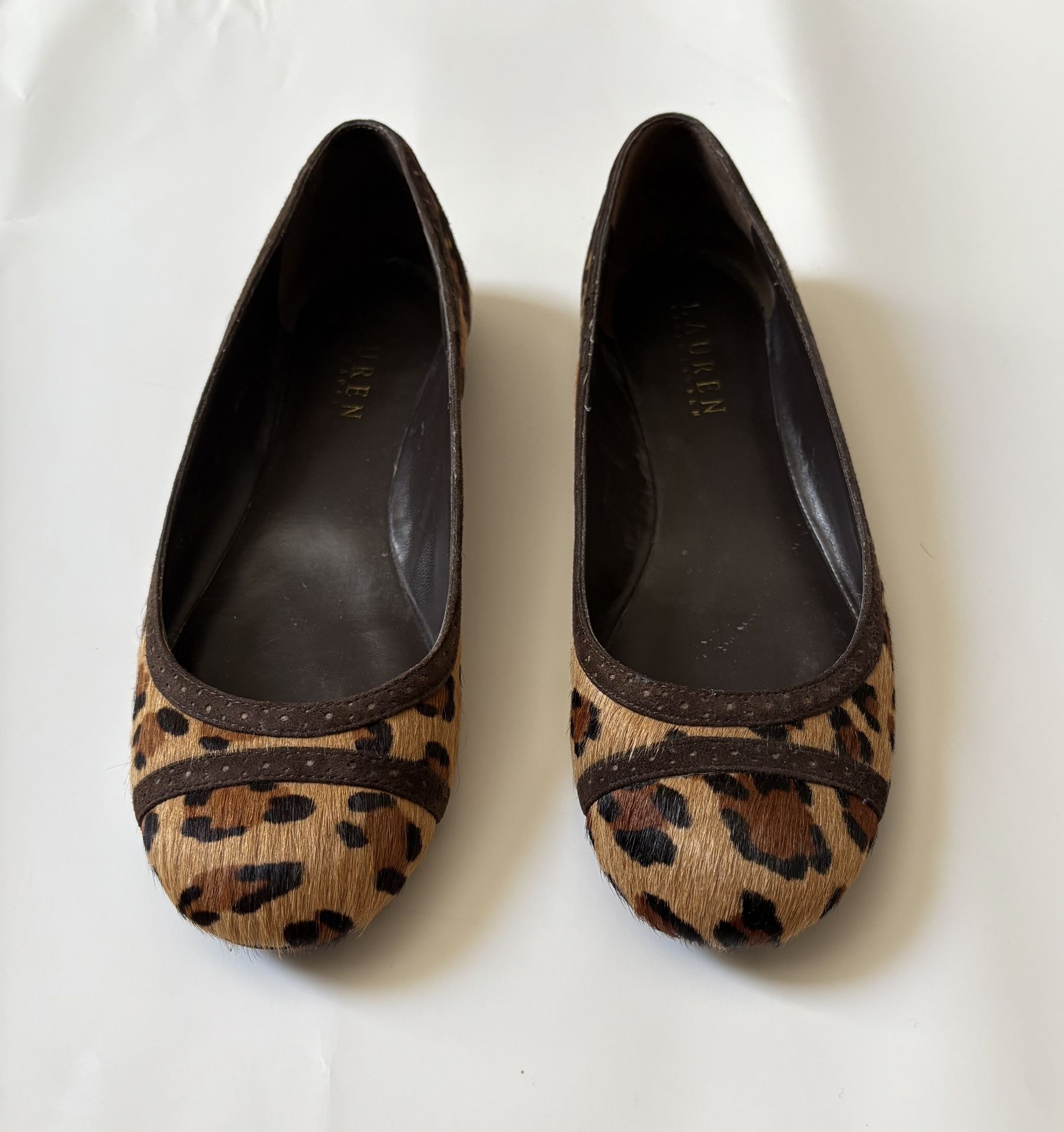 Ralph Lauren Leopard Print Calf Hair Ballet Flats Sze 6