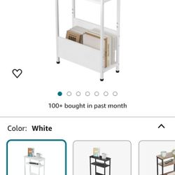 Side Table for Small Spaces, 3 Tier Small End Table with Magazine Holder, Slim/Skinny Nightstand/Bedside Table for Living Room, Bedroom, 15.4" L x 24.